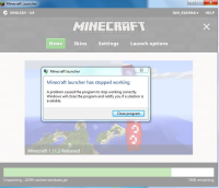 minecraft launcher has stopped working bex