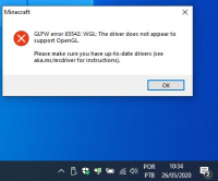 Ошибка glfw 65543 wgl драйвер не поддерживает opengl