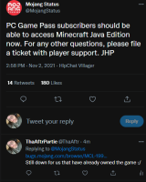 MCL-20024] Problems with Game Pass Account - Jira
