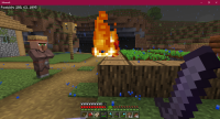 Spider set on fire for Fire Aspect + Villager not taking cover.png